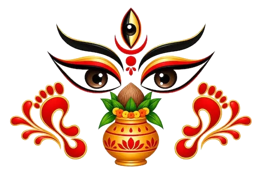 Traditional Navaratri goddess eyes and kalash symbol